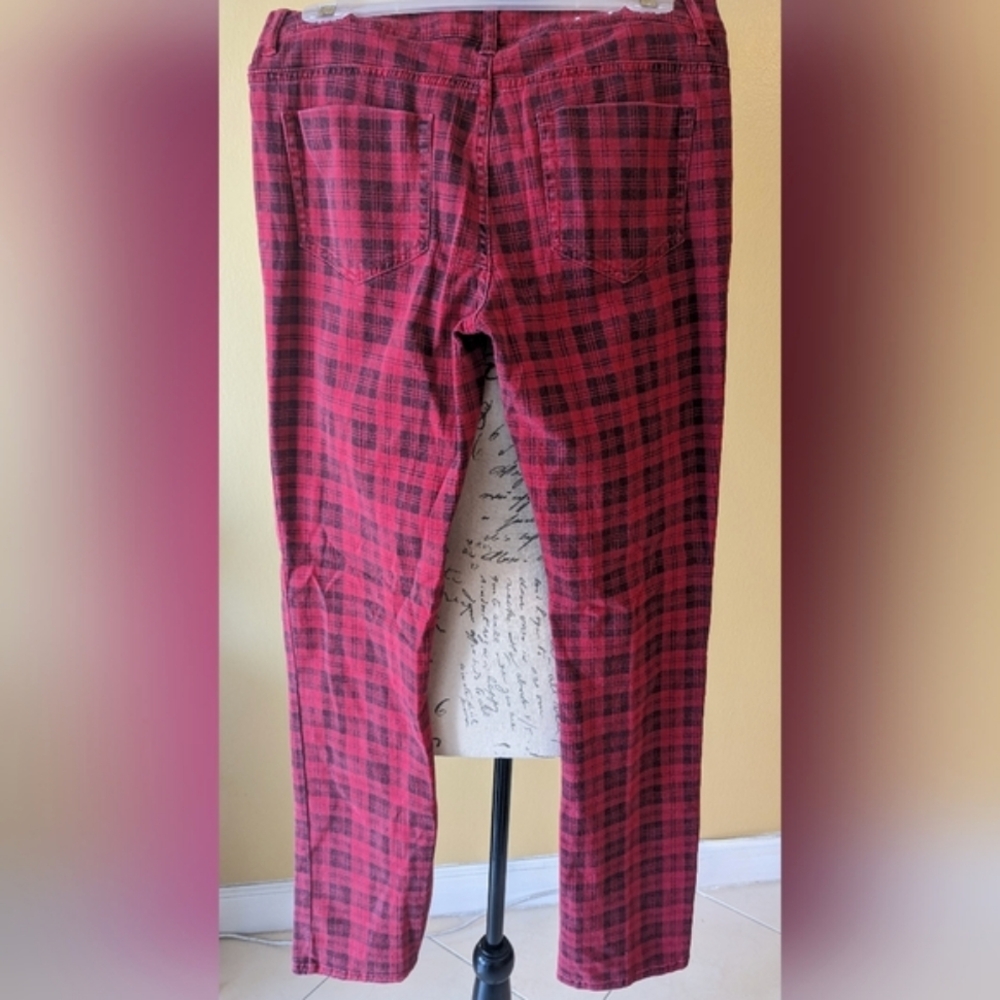 XHILARATION Vintage Red Buffalo Plaid Cotton Pants Women's Size 9 - Picture 4 of 8